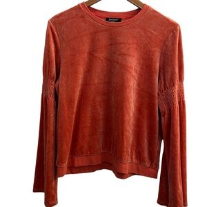 Juicy Couture Black Label Size M Velour Long Sleeve Top Peach Orange Vintage Y2K